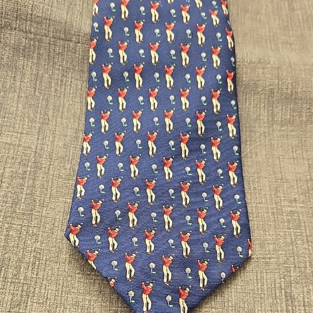 J. Crew Blue Tie with Golf Motif